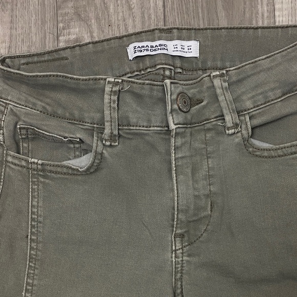 Zara Basic Olive Green Pants Sz.02 - Picture 2 of 7